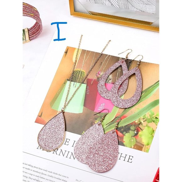 New  4 Pieces Women's Glitter Jewelry Set Multi-Layer Bracelet - Picture 11 of 14